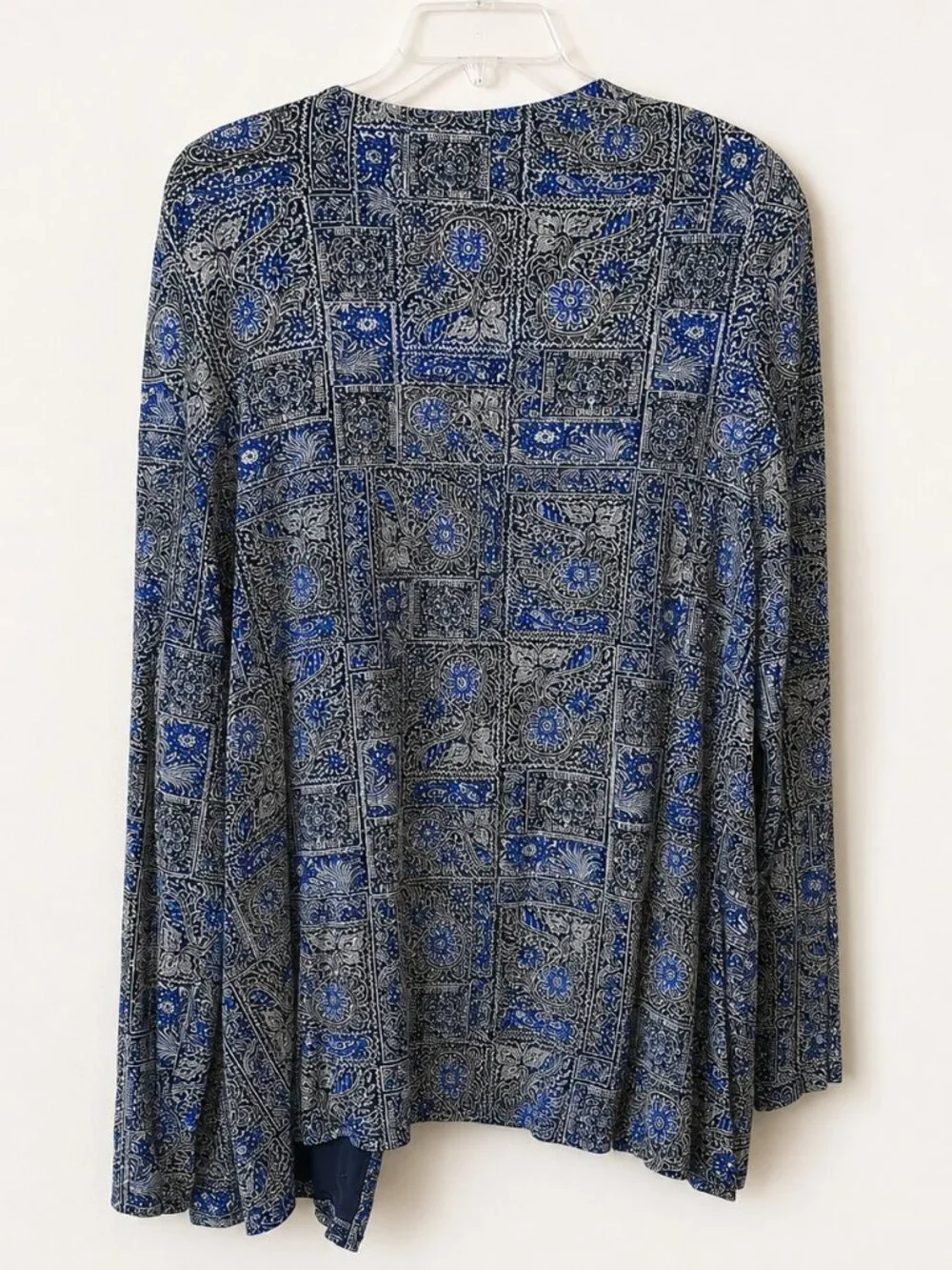 ONYX Nite Blue Vintage Metallic Patterned Twinset Cardigan & Shell Top SZ 3X